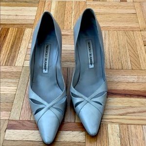 Grey leather manolo blahnik heels